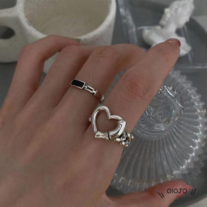【COD】Cincin Model Terbuka Desain Hati Hollow Untuk Wanita