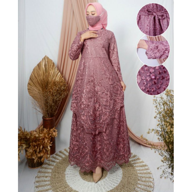 Gamis Mekar Busui / Gamis Tile Mutiara / Gamis Busui / Gamis Tile Mutiara Premium / Gamis Pesta
