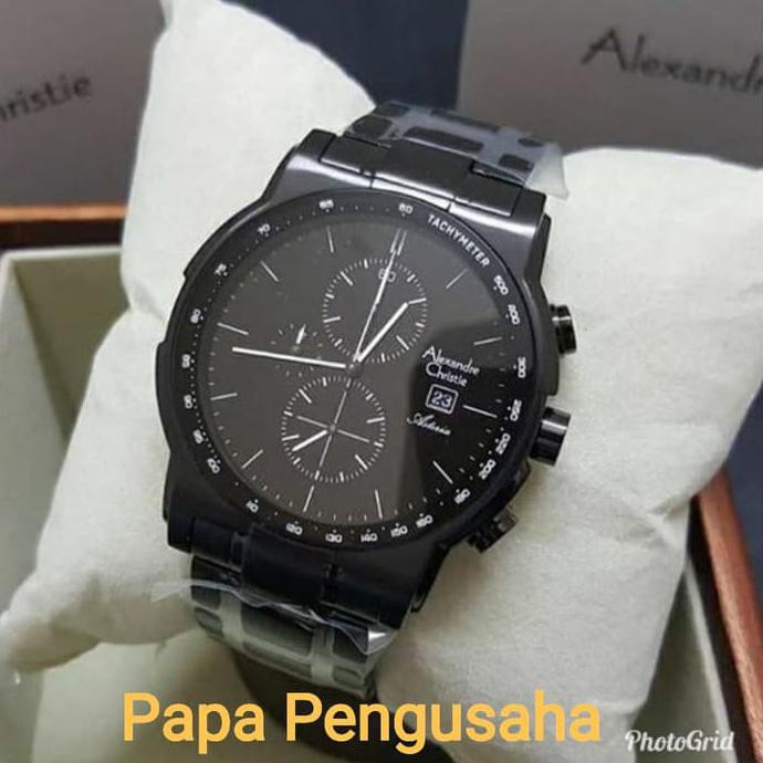 Jam Tangan Pria Original Alexander Cristie AC6470, Full Black