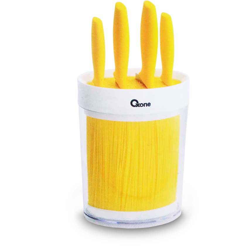 Oxone OX-906 6pcs Pisau Set Dapur Oval Knife Block with Bristle