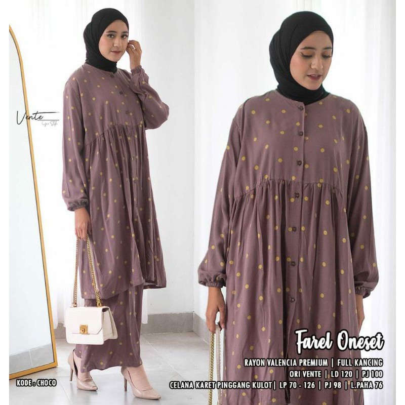 FAREL TASKIA ONE SET BY VENTE | BAJU SETELAN LONG TUNIK