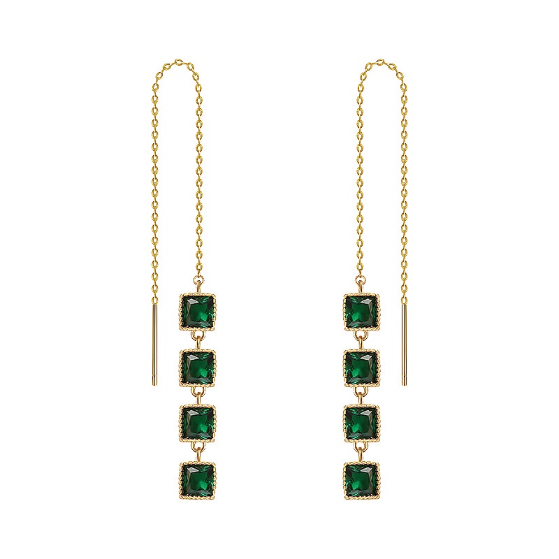 Anting Gantung Panjang Model Kotak Dengan Rumbai Untuk Wanita