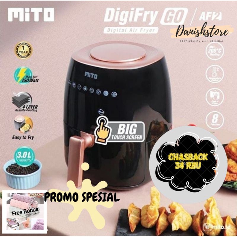 MITO AIR FRYER AF2 KAPASITAS 3L - ORIGINAL GARANSI RESMI ( FREE BONUS)