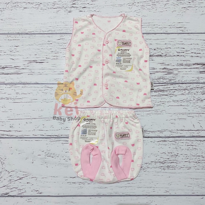 Baju Bayi Newborn Set Fluffy Kutung Neci SNI Pink - Set Baju Bayi Fluffy