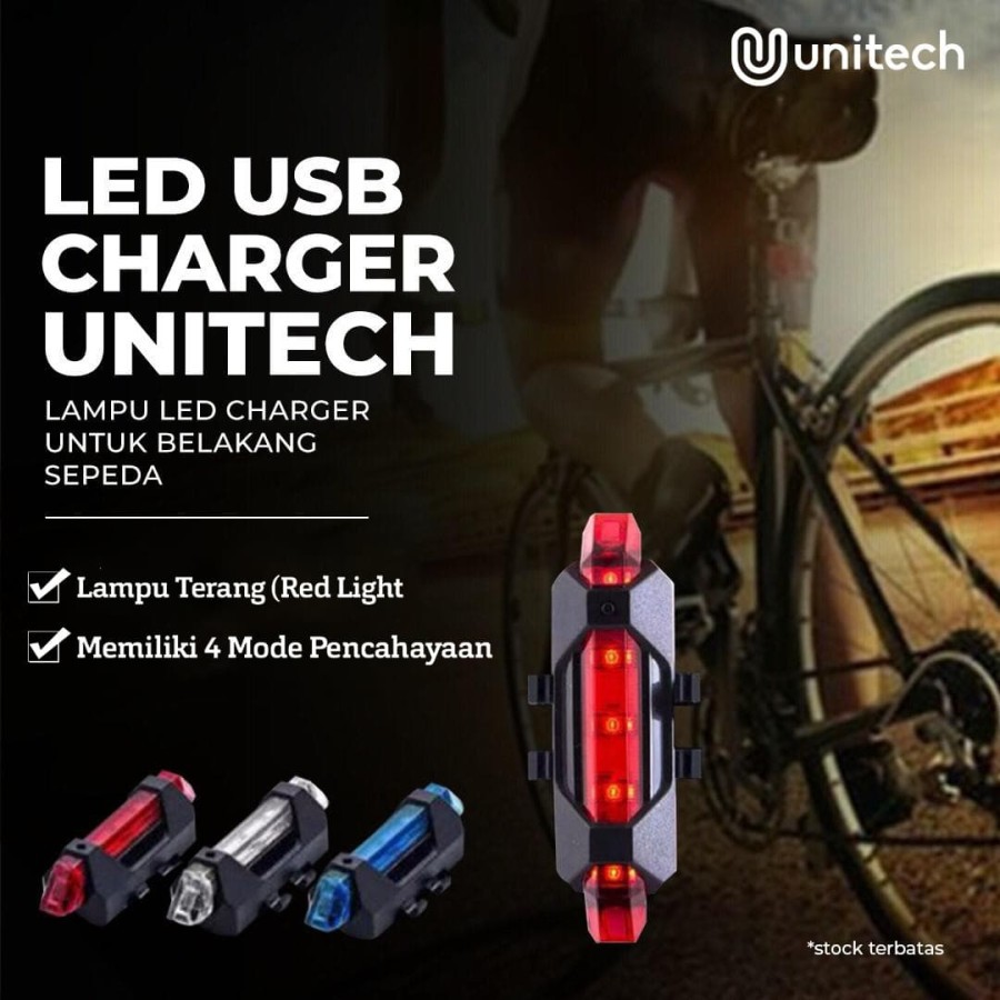 ampu Belakang Sepeda LED Charger USB Unitech Lampu LED Charger DC918