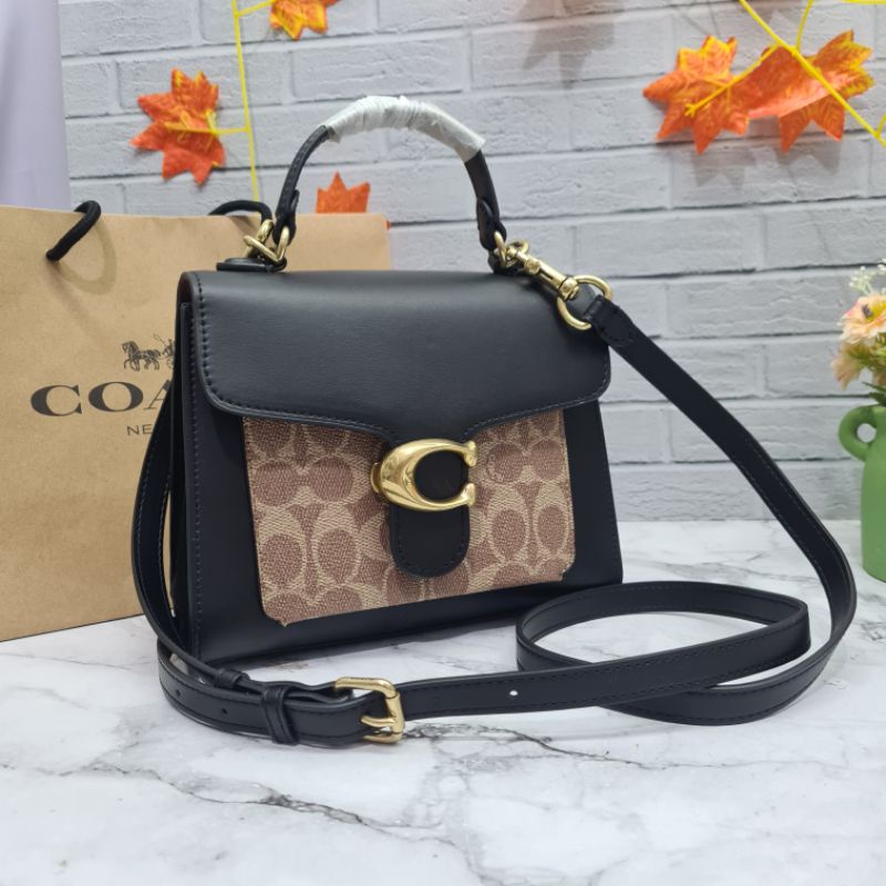 Tas Wanita Coach Tabby Top Handle 20 Signature Black