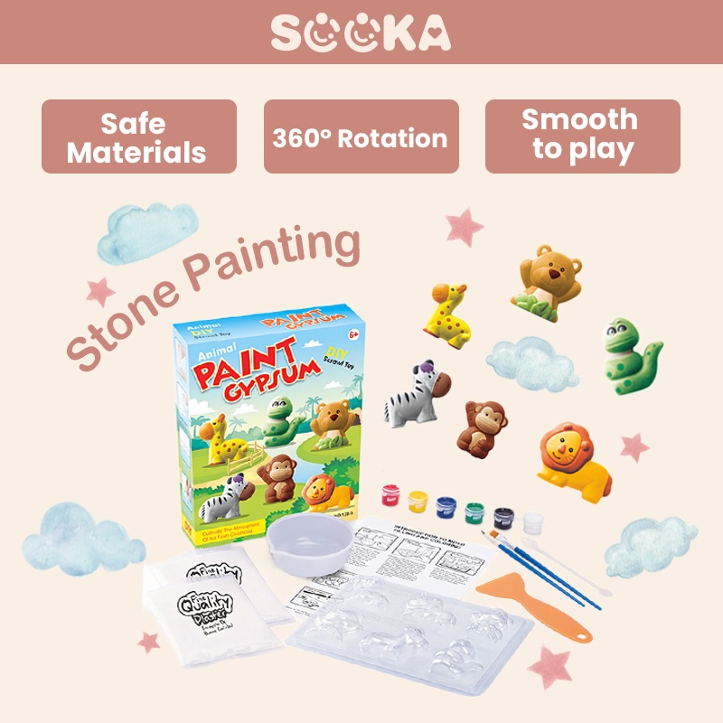 SOOKA Mainan DIY Prakarya Anak Kreativitas Stone Painting Mewarnai Melukis 3D Paint Gypsum Bisa Jadi Tempelan Magnet Kulkas SK-1015