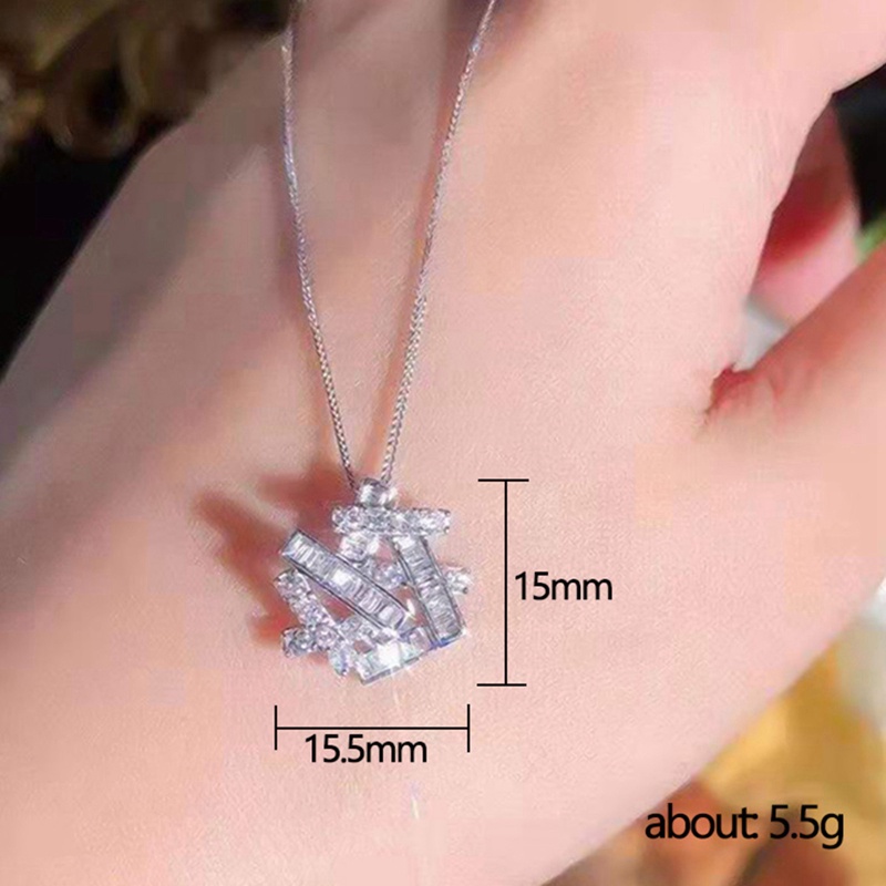 Kalung Liontin Bentuk Geometris Warna Silver Untuk Wanita