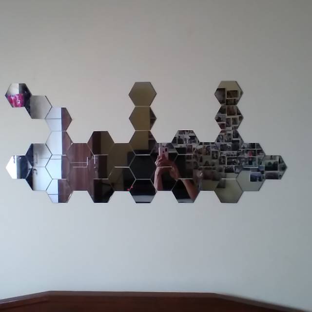 Kaca dinding hexagonal / cermin hexagonal