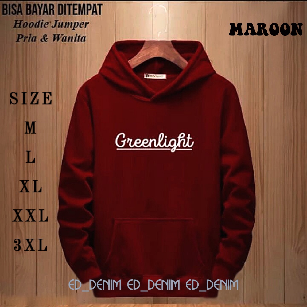 Sweater Hodie Greenlight Jumbo Ukuran M - 3xl Pria Wanita / Hodie Pria Distro / Switer Hoodie Cowok