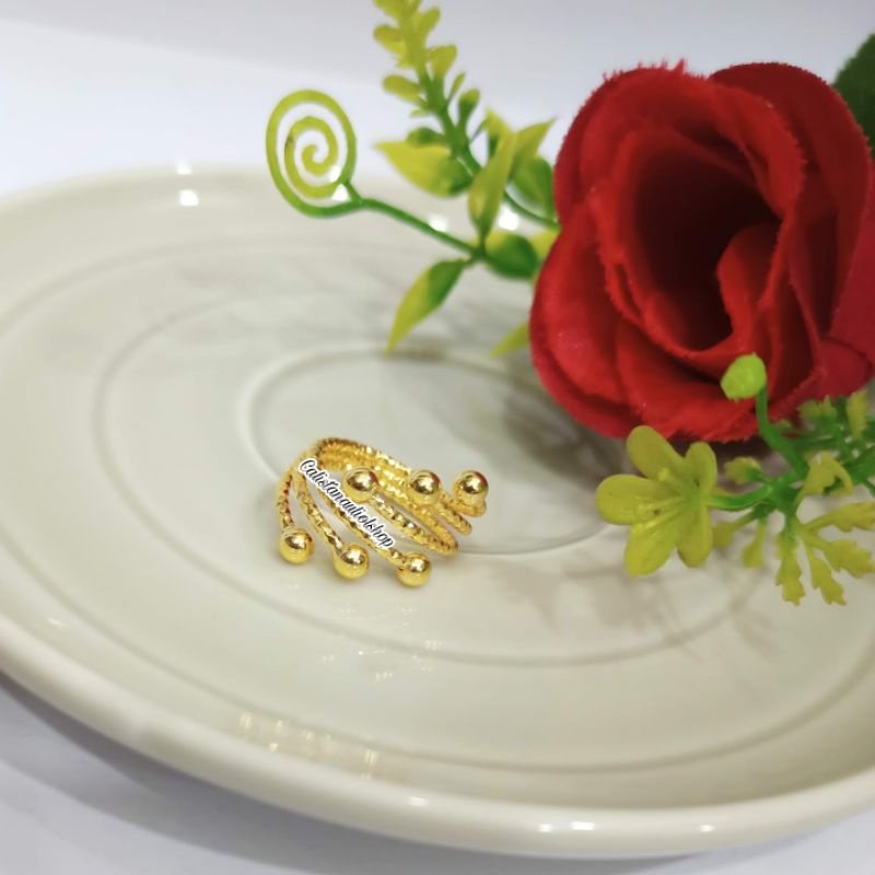 PROMO! CINCIN DUBAY TINGKAT BOLA POLOS PERHIASAN EMAS HONGKONG ANTI KARAT