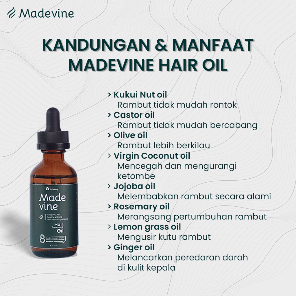 Paket Madevine Oil &amp; Shampo - Perawatan Rambut Rontok, Rusak, Penyubur Rambut untuk Pria &amp; Wanita