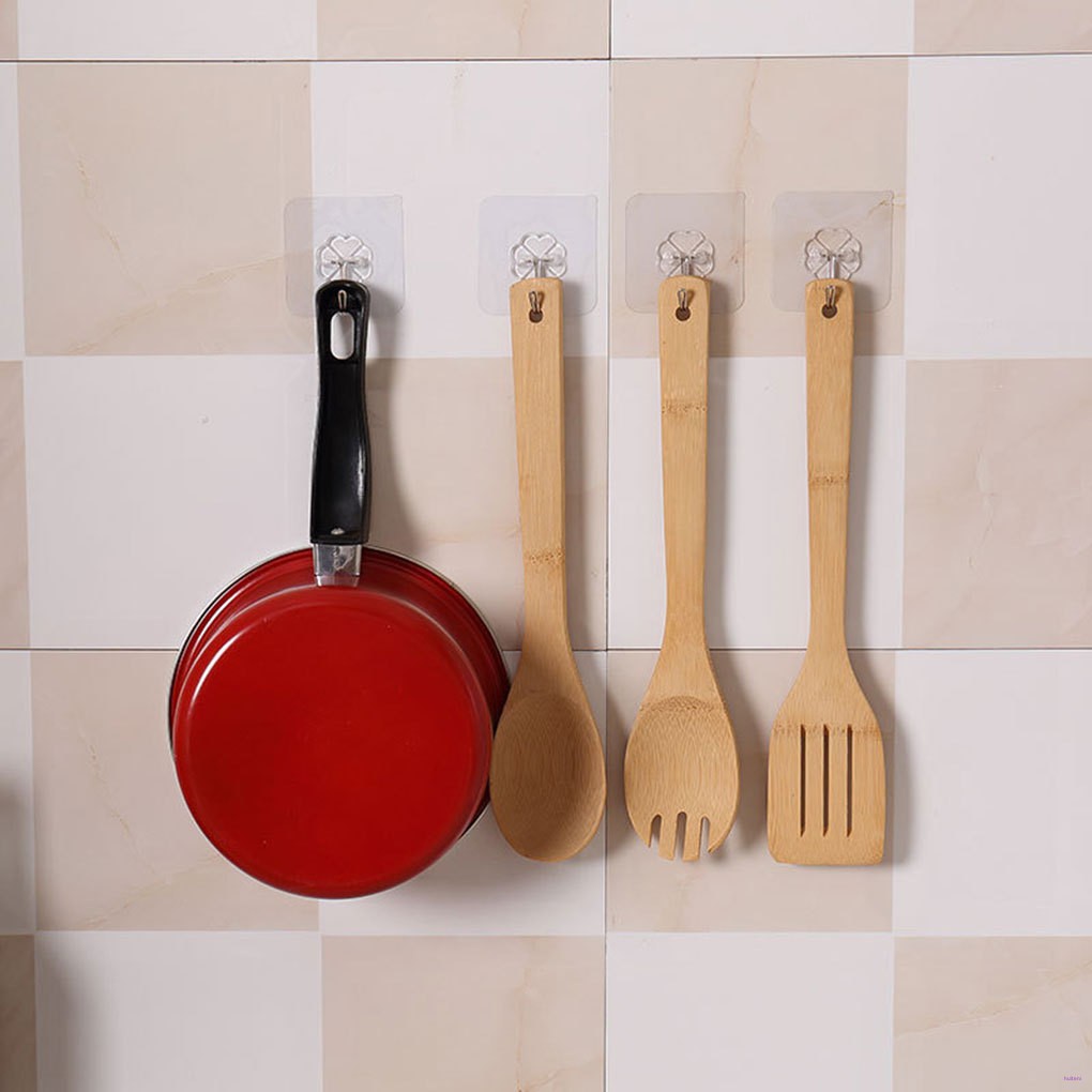 6pcs Gantungan Dinding Transparan Dengan Perekat Dapat Digunakan Kembali Untuk Dapur
