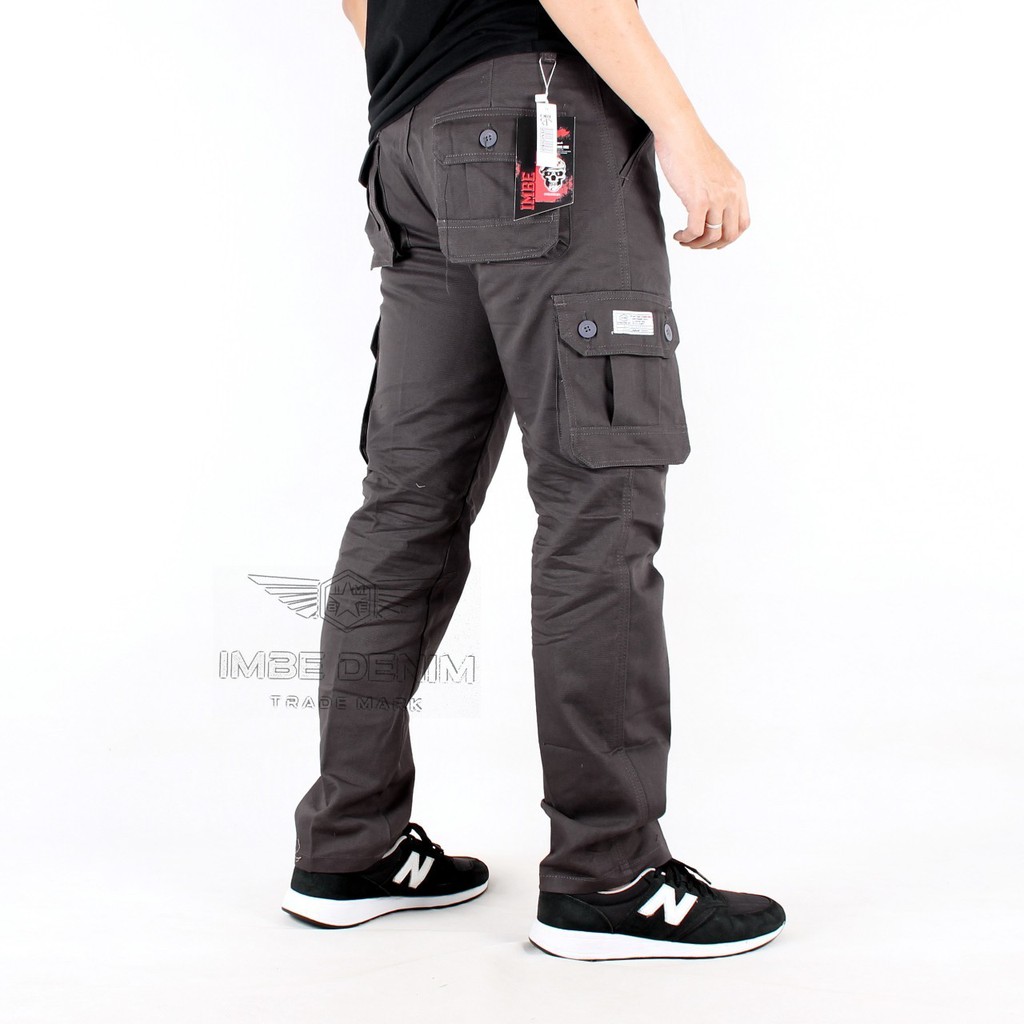 Celana Cargo Panjang Pria Pants IMBE Original Long Cargo Non Strech Bahan Full Cotton