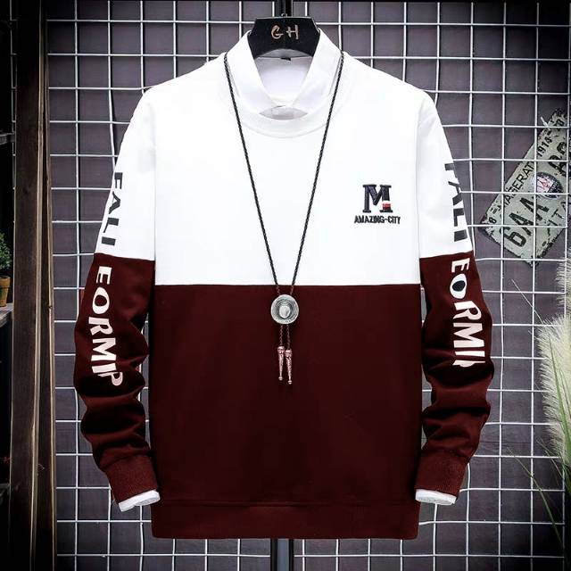 TOTOTAshop.Baju sweater pria FALI CS,Bahan Fleece Tebal premium.motif logo depan BORDIR.