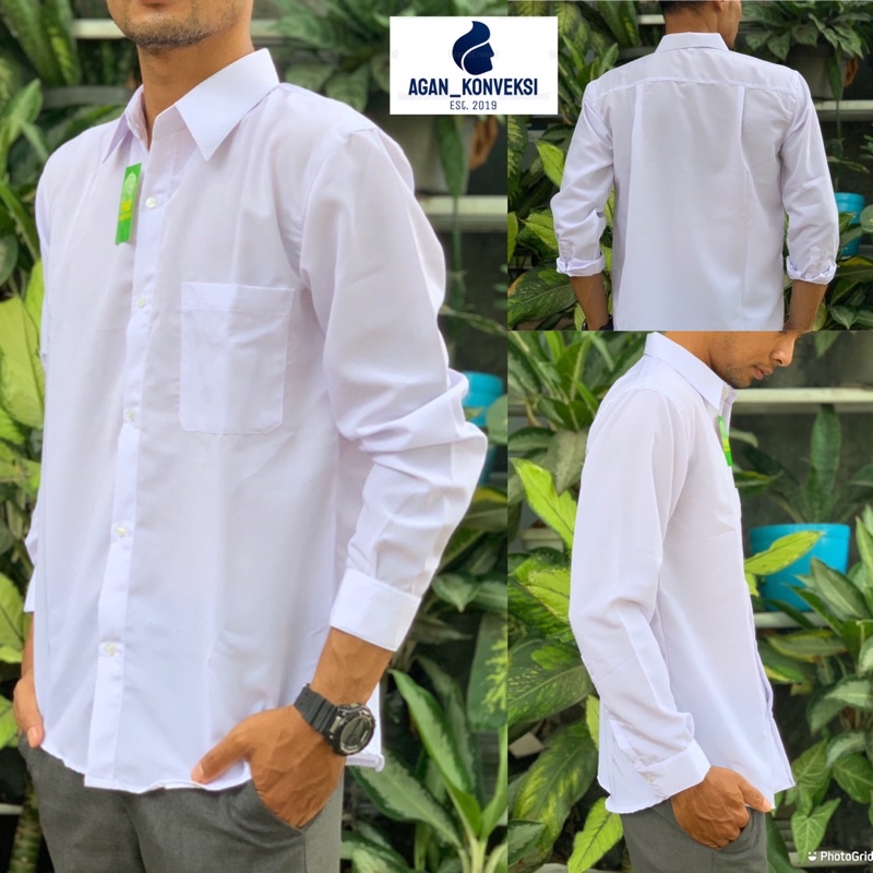 KEMEJA PUTIH POLOS PRIA Size M L XL dan XXL