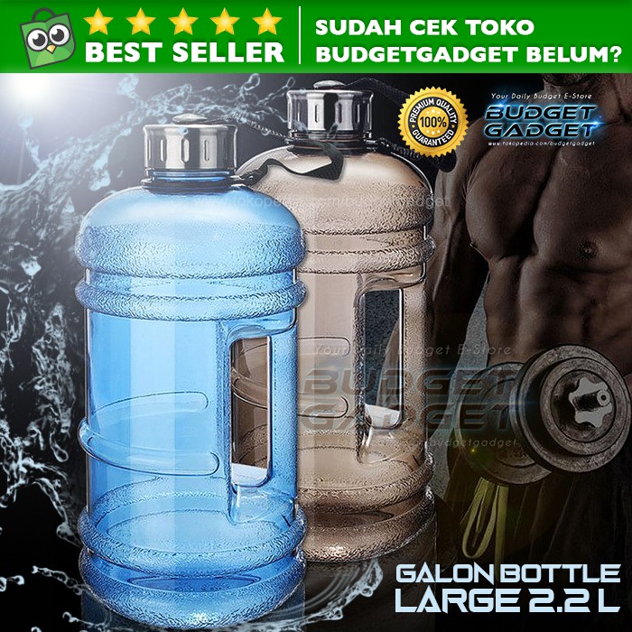 Jual Botol Minum Gym Bentuk Galon 2 2 Liter   Hitam