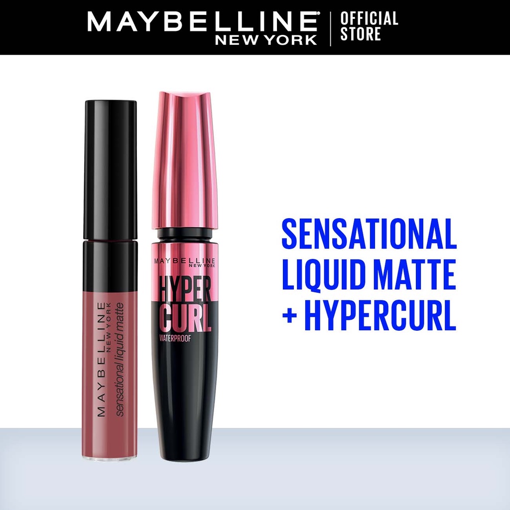 Maybelline Color Sensational Liquid Lipstick Best Babe & Volum Express Hypercurl Waterproof Mascara