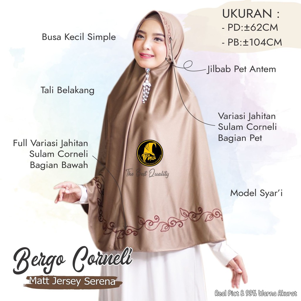 Bergo Maryam Jumbo Instan Jersey Jumbo ena  /Jilbab Bergo Corneli Instan Tali Belakang(bergo corneli)-3