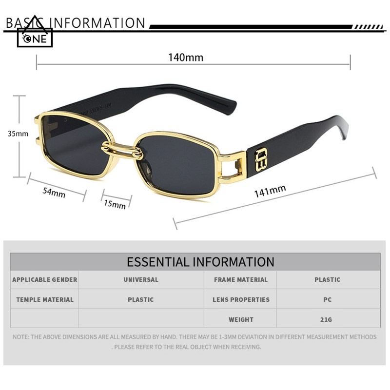 COD❤️Kacamata Hitam Retro Pria Dan Wanita Korean Ulzzang Gaya Wanita Rectangle Shades Retro Sunglasses antiradiasi A one