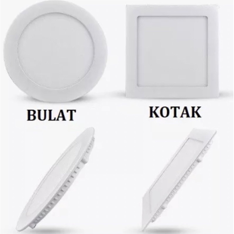 Lampu Led Panel 18W Slim / 18Watt Bulat Kotak