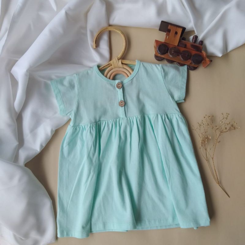 Dress Anak Perempuan Cotton / Katun Polos Soft Hijau Mint