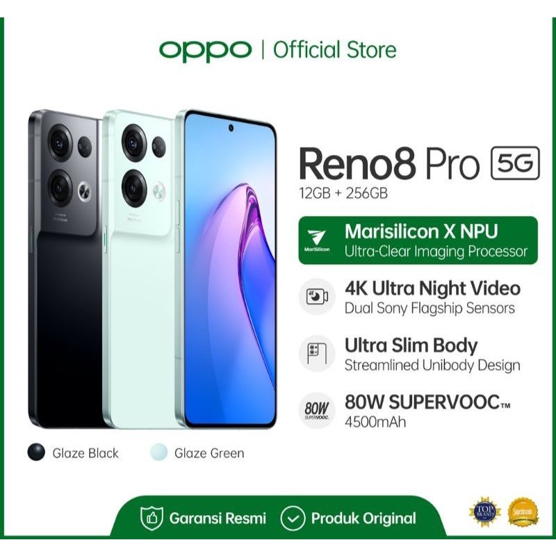 OPPO RENO 8 PRO RAM 12 GB, ROM 256 GB,NEW 100% ORIGINAL, GARANSI RESMI SELURUH INDONESIA.