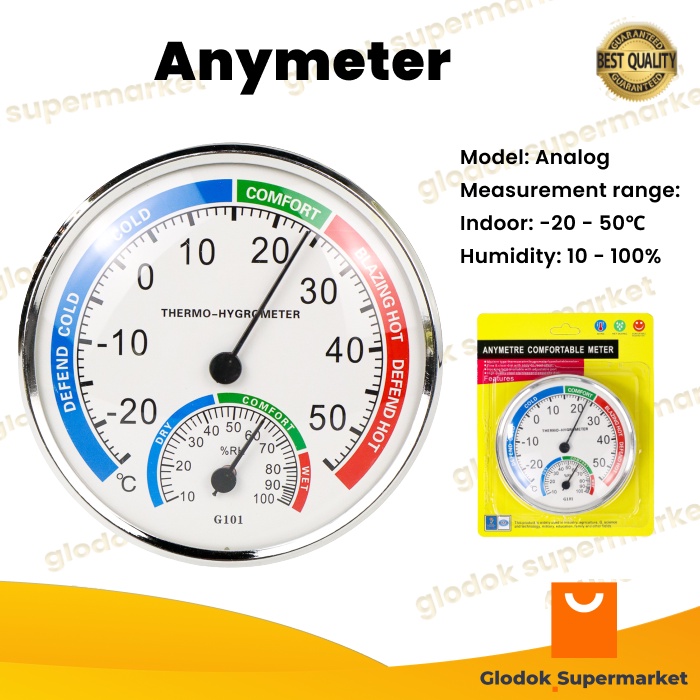 Anymeter Hygrometer Thermometer Alat Ukur Suhu Kelembapan Temperatur Humidity Thermo Hygro