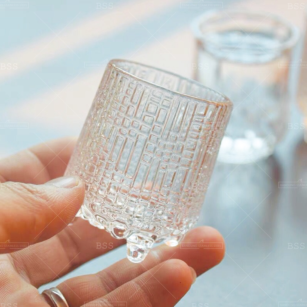 Jual Gelas Soju Shot Tequilla Sloki Teh 50ml Cantik Mini Kecil Kaca Unik Glass Motif Timbul 2943