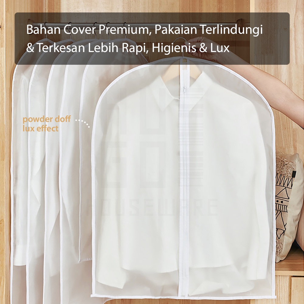 HUGO Cover Baju Resleting Anti Debu Anti Air Cover Pakaian Jas Gaun Gantungan Cover Baju PEVA