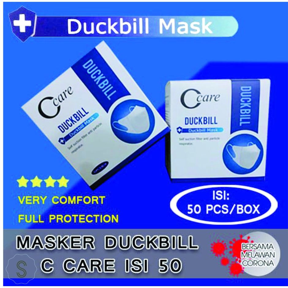 Masker Duckbill C Care Original Embos 3 Ply 1 Box Isi 50 pcs