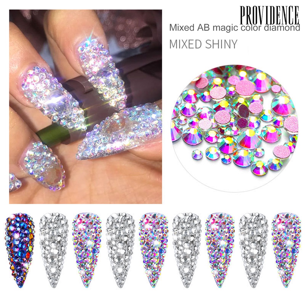 Providence 1440Pcs/Set DIY Exquisite Nail Rhinestone Glitter Beautiful Glass Nail Flash Jewelry for Women