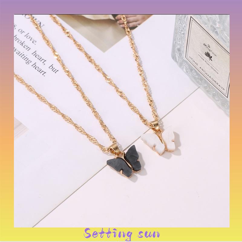 Korean Fashion Kalung Kupu-kupu Kalung Rantai Wanita Aesthetic Butterfly Necklace Anting TN