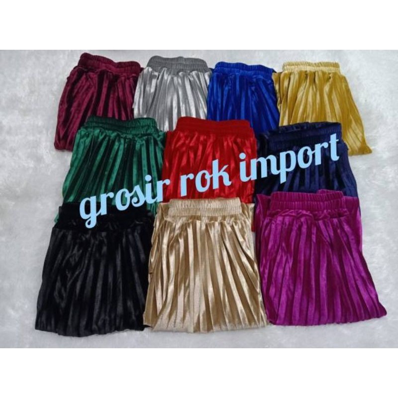 GROSIR ROK IMPORT / ROK 7/8 PLISKET BLUDRU VELVET PREMIUM  GLOSSY-7/8 BRUDU RANDOM