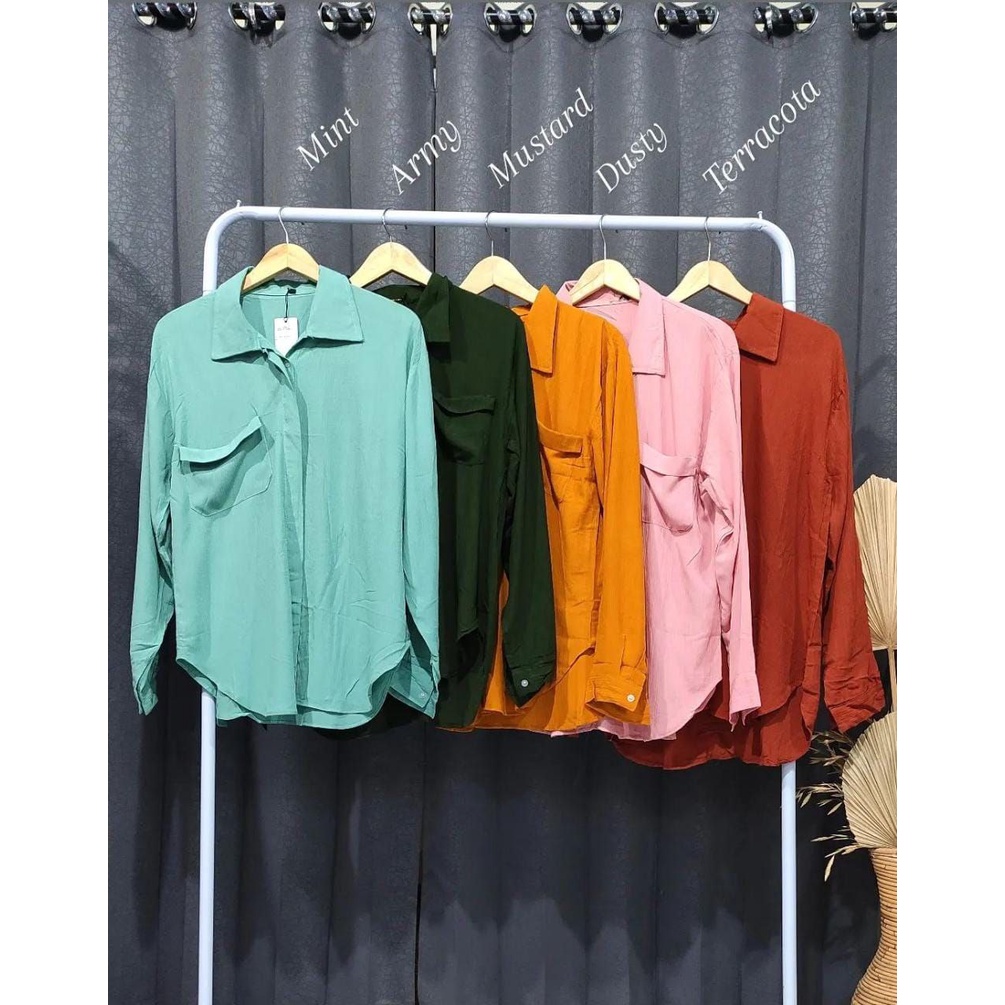 kemeja wanita Rayon Crinkle / atasan wanita kekinian/atasan baju wanita model terbaru/ kemeja wanita