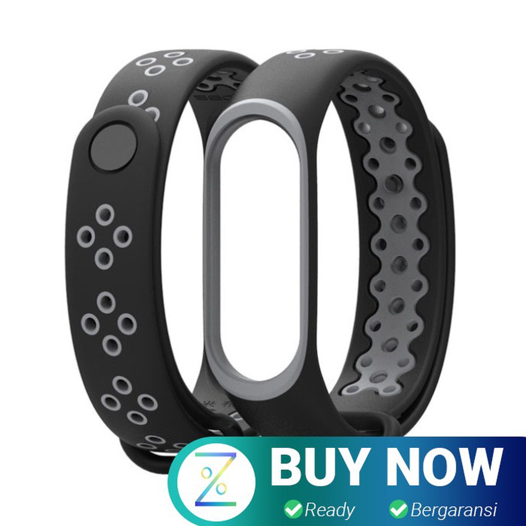 Mijobs Sport Strap Watchband Breathable Silicone Xiaomi Mi Band 3/4 - Black/Gray