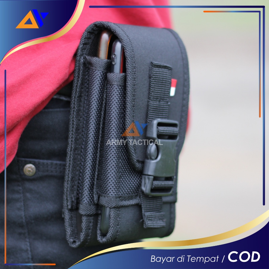 Sarung Hp Tempat Hp Pinggang Tas Dompet Pria muat Hp 6,8inch Double Slot- TH51