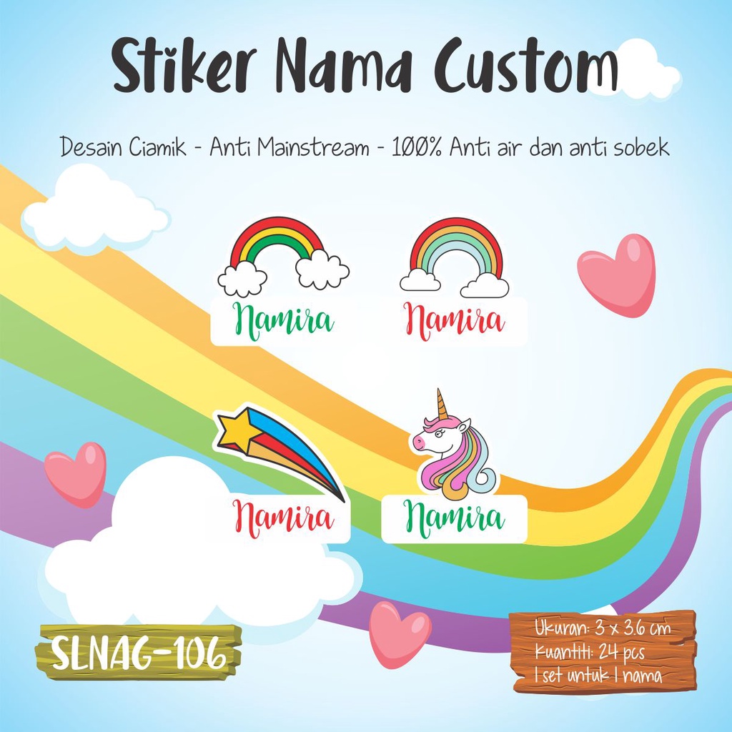 

sticker label nama anak waterproof SLNAG106