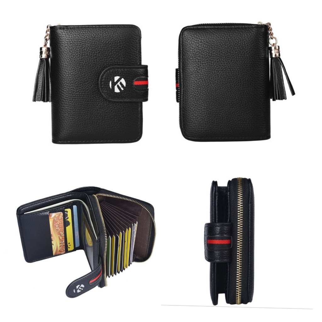 DOMPET LIPAT WANITA KECIL KULIT HITAM WA345B5 AVRINA PREMIUM IMPORT MINI KARTU KOIN REMAJA KOREA RESLETING KEKINIAN MURAH