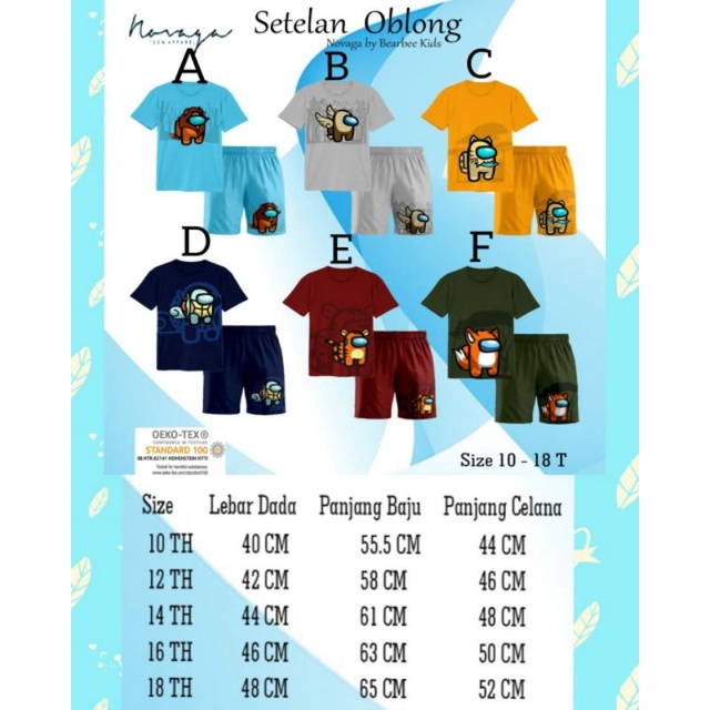 setelan among us novaga premium size 10.12.14.16.18th novaga teen apparel