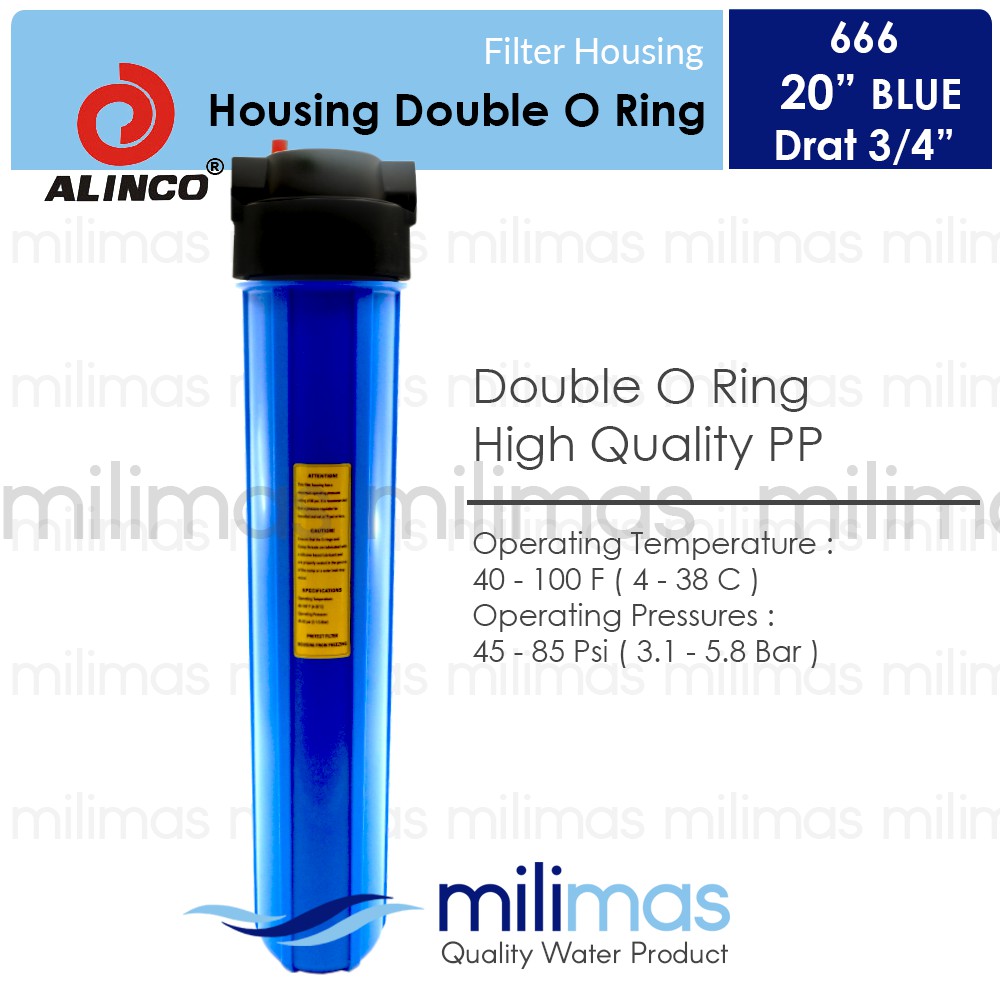 ALINCO (Aquaco) - Housing Double O Ring BLUE Uk. 20" Drat 3/4" - Tipe 666