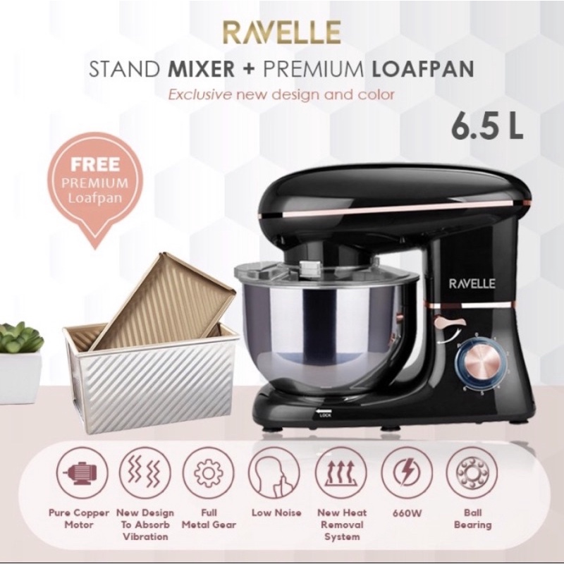 Ravelle Stand Mixer 6,5 L - Standing Mixer - Ravelle - Onyx Black