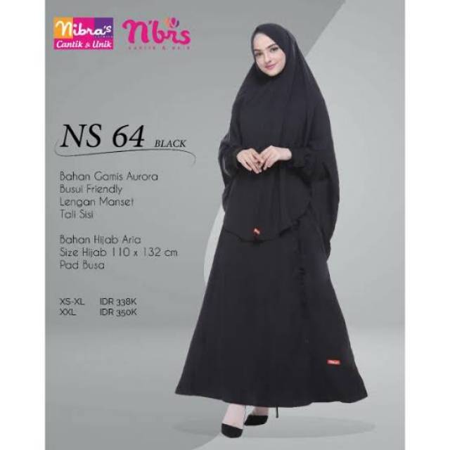 Gamis nibras syari hitam ns64 black