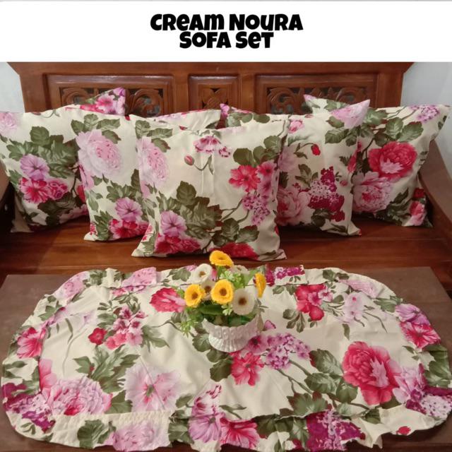 Terlaris!!! Grosir Sofa Set/ Set Tamu / Sarung Bantal Sofa 40x40 Taplak Meja Motif Pink Polka
