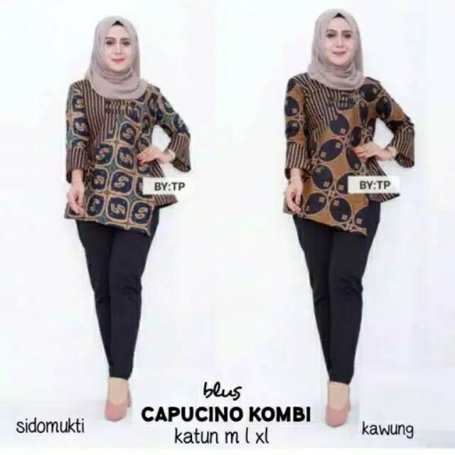 Blus Cappucino Kombi Baju Batik Kantoran Wanita Casual Formal Seragaman Kondangan Katun Halus