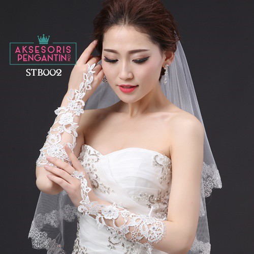 [READY STOCK] AKSESORIS WEDDING SARUNG TANGAN PENGANTIN LACE FINGERLESS PUTIH STB002