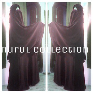 gamis set umbrella cadar coklat tua