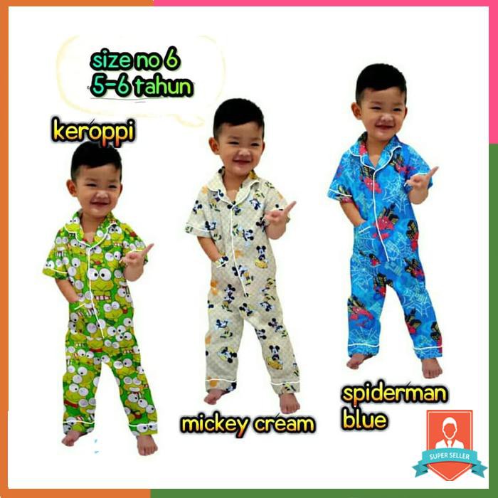 Piyama anak katun baju tidur karakter umur 5 7 tahun