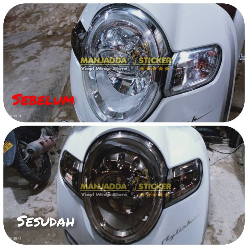 Stiker lampu skotlet headlamp hitam transparan smoke 60% 80% untuk motor mobil