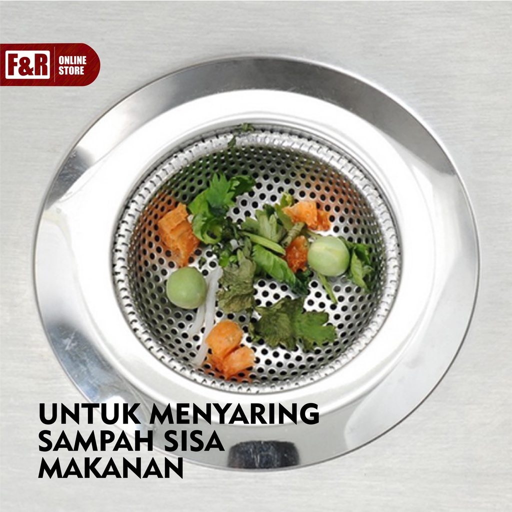 Saringan Wastafel Cuci Piring Stainless Steel Sink Strainer Filter Air Saringan Afur Bak Cuci Gelas